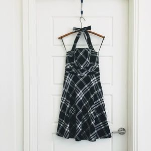 WHBM Silk-blend Plaid Halter Dress, 0